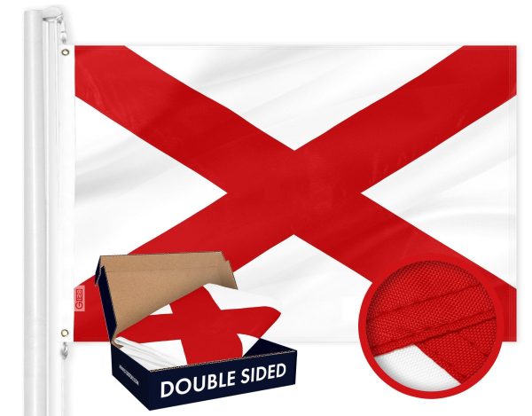 G128 Combo Pack: American USA Flag ToughWeave Series 3x5 Ft Single Sided & Alabama AL State Flag Double Sided 3x5 Ft Double ToughWeave Series | Both Embroidered Polyester, Brass Grommets - Image 2