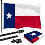 G128 Combo Pack: 6 Feet Tangle Free Spinning Flagpole (Black) Texas TX State Flag 3x5 ft Printed 150D Brass Grommets (Flag Included) Aluminum Flag Pole