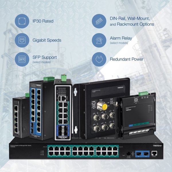 TRENDnet 16-Port Hardened Industrial Unmanaged Gigabit 10/100/1000Mbps DIN-Rail Switch w/ 16 Gigabit PoE+ Ports; Lifetime Protection; TI-PG160 - Image 10
