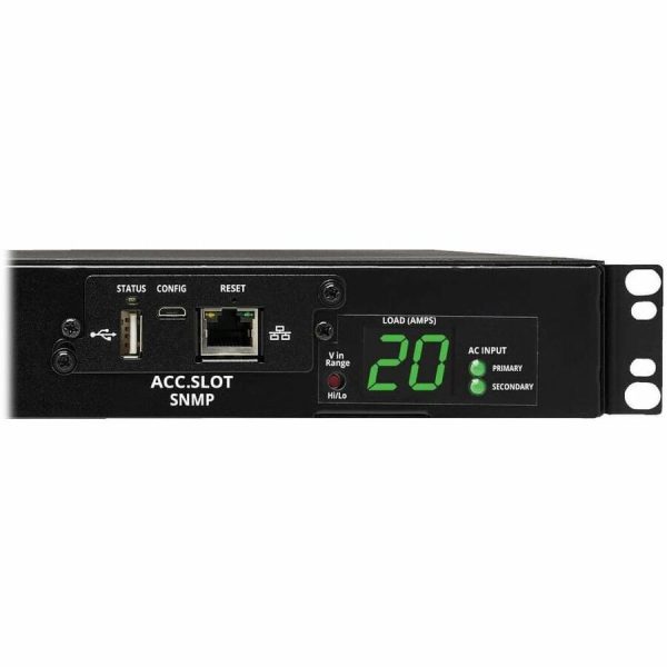 Eaton Tripp Lite Series 3.8kW Single-Phase Switched Automatic Transfer Switch PDU, Two 200-240V C20 Inlets, 8 C13 & 2 C19 Outputs, 1U, TAA - Image 2
