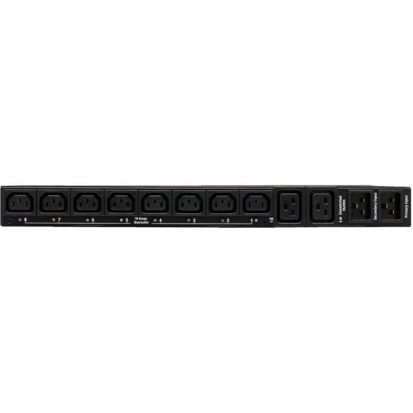 Eaton Tripp Lite Series 3.8kW Single-Phase Switched Automatic Transfer Switch PDU, Two 200-240V C20 Inlets, 8 C13 & 2 C19 Outputs, 1U, TAA - Image 7