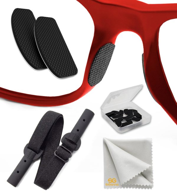 Glasses Nose Grips Non Slip   Eyeglass Nose Pads Anti Slip 1 mm   6 Pairs Nose Bridge Pads for Glasses   Silicone Glasses Nose Pad (Black Pads & Black Glasses Strap)
