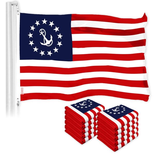 G128 10 Pack: American USA Yacht Ensign Flag | 3x5 Ft | LiteWeave Pro Series Printed 150D Poly | Nautical Flag, Indoor/Outdoor, Vibrant Colors, Brass Grommets, Thicker and More Durable Than 100D 75D