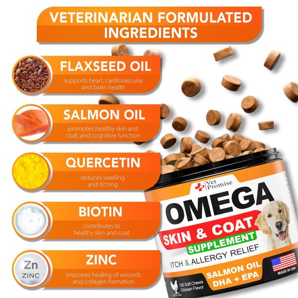 Omega 3 for Dogs   Dog Skin and Coat Supplement   Fish Oil for Dogs Chews   Allergy and Dog Itch Relief   Dog Anti Shedding Supplement   Dog Dry Skin Treatment   Salmon Oil   Made in USA   120 Treats - Image 3