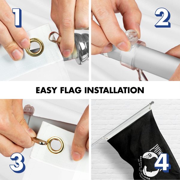 G128 Flag Pole 6 FT Silver Tangle Free & POW MIA Flag Emb 3x5 FT Combo Embroidered Spun Polyester - Image 7