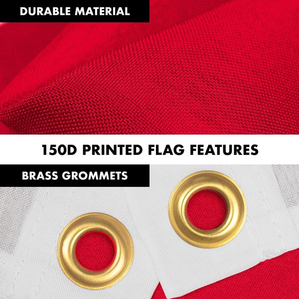 G128 Combo Pack: 6 Feet Tangle Free Spinning Flagpole (White) Japan Japanese Flag 3x5 ft Printed 150D Brass Grommets (Flag Included) Aluminum Flag Pole - Image 4