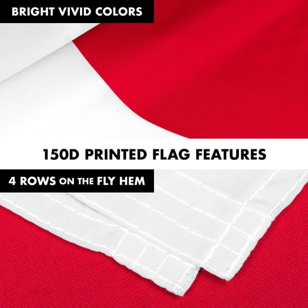 G128 Combo Pack: 6 Feet Tangle Free Spinning Flagpole (White) Japan Japanese Flag 3x5 ft Printed 150D Brass Grommets (Flag Included) Aluminum Flag Pole - Image 5