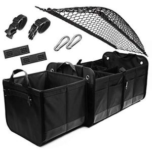 3 Compartment Separable Collapsible Car Trunk Storage Organizer for SUV Minivan Truck Sedan   XL Blacк