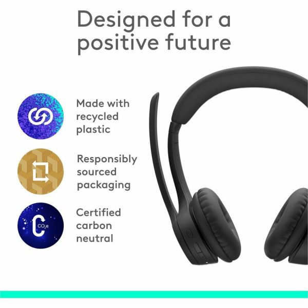 Logitech Zone 300 Wireless Bluetooth Headset With Noise-Canceling Microphone, Compatible with Windows, Mac, Chrome, Linux, iOS, iPadOS, Android - Black - Image 4