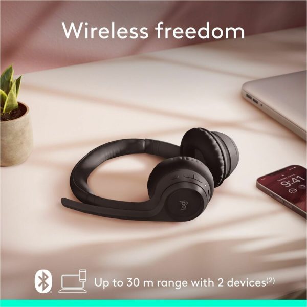Logitech Zone 300 Wireless Bluetooth Headset With Noise-Canceling Microphone, Compatible with Windows, Mac, Chrome, Linux, iOS, iPadOS, Android - Black - Image 7