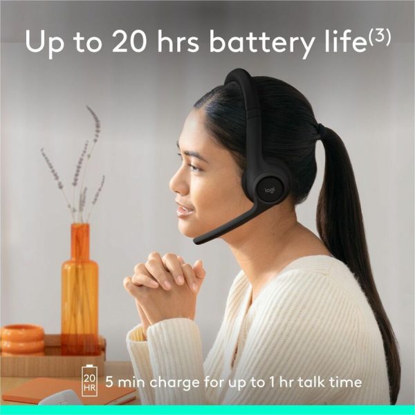 Logitech Zone 300 Wireless Bluetooth Headset With Noise-Canceling Microphone, Compatible with Windows, Mac, Chrome, Linux, iOS, iPadOS, Android - Black - Image 8