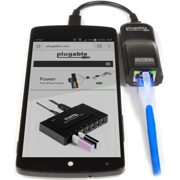 Plugable USB 2.0 OTG Micro-B to 100Mbps Fast Ethernet Adapter - Image 3