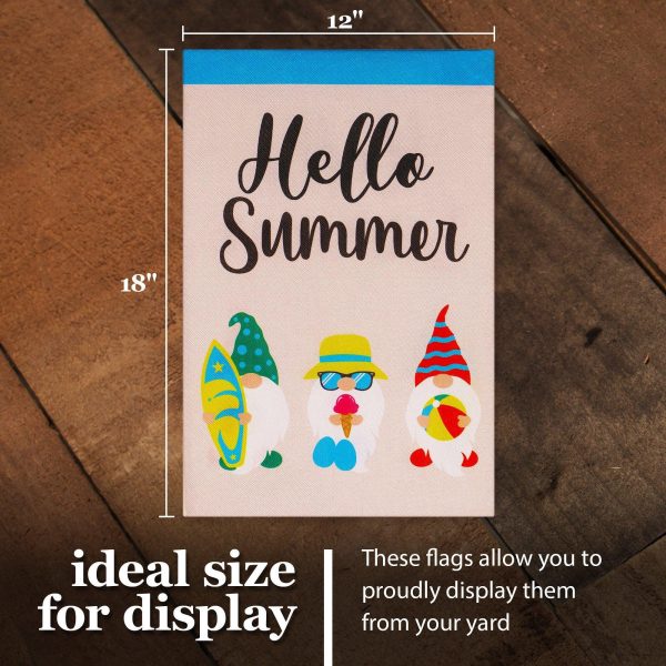 G128 Combo Pack: Garden Flag Stand Black 36 in x 16 in & Garden Flag Hello Summer Decoration Three Beach-Ready Gnomes 12"x18" Double-Sided Burlap Fabric - Image 9