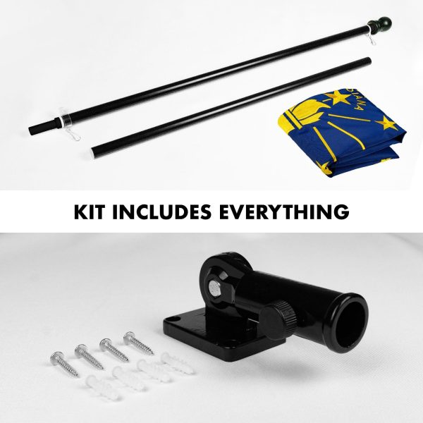 G128 Combo Pack: 5 Ft Tangle Free Aluminum Spinning Flagpole (Black) & Indiana IN State Flag 2x3 Ft, ToughWeave Series Embroidered 300D Polyester | Pole with Flag Included - Image 2