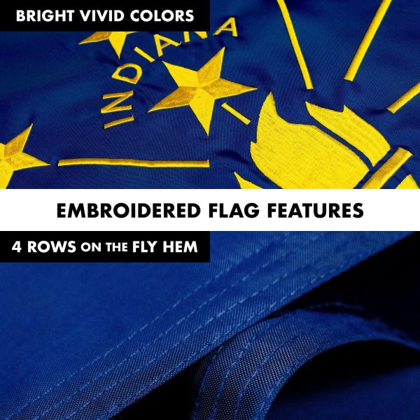 G128 Combo Pack: 5 Ft Tangle Free Aluminum Spinning Flagpole (Black) & Indiana IN State Flag 2x3 Ft, ToughWeave Series Embroidered 300D Polyester | Pole with Flag Included - Image 5