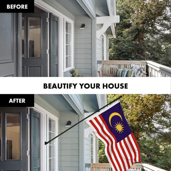 G128 Combo Pack: 6 Ft Tangle Free Spinning Flagpole (Black) & Malaysia Flag 3x5 Ft Printed 150D Polyester, Brass Grommets (Flag Included) Aluminum Flag Pole - Image 3
