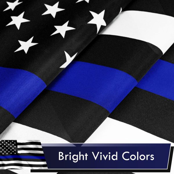 Thin Blue Line Flag 3x5 Ft 5-Pack Printed Polyester By G128 - Image 3