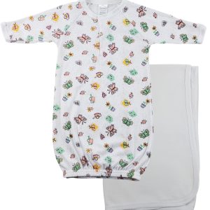 Print Infant Gown And Recieving Blanket Cs_0102