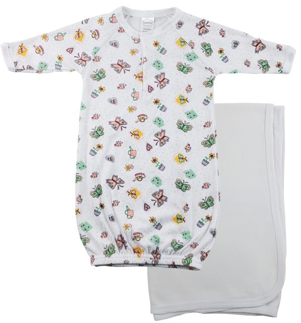 Print Infant Gown And Recieving Blanket Cs_0102
