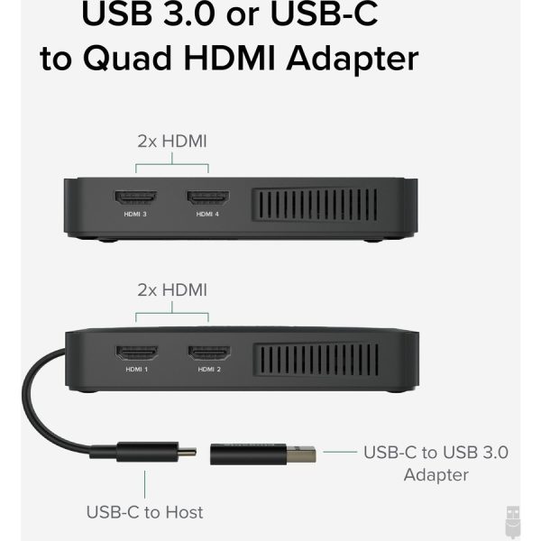 Plugable 4 HDMI Multi Monitor Adapter, USB 3.0 or USB C to HDMI Adapter - Image 2