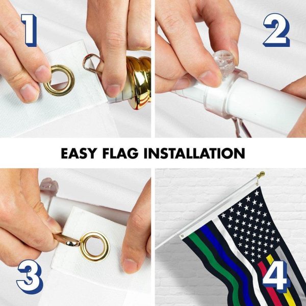 G128 Combo Pack: 6 Ft Tangle Free Spinning Flagpole (White) & Thin Line Civil Services Flag 3x5 Ft Printed 150D Polyester, Brass Grommets (Flag Included) Aluminum Flag Pole - Image 7