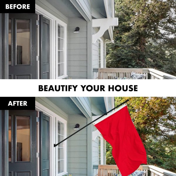 G128 Combo Pack: 5 Ft Tangle Free Aluminum Spinning Flagpole (Black) & Solid Red Color Flag 2x3 Ft, LiteWeave Pro Series Printed 150D Polyester | Pole with Flag Included - Image 3