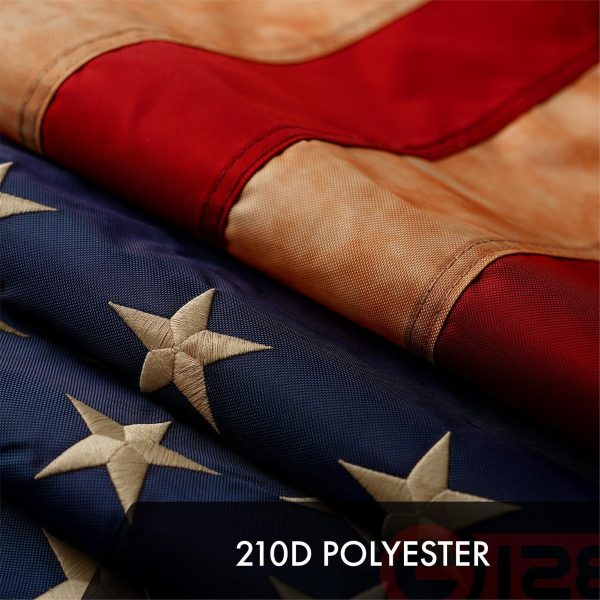 G128 3 Pack: American USA Tea-Stained Flag | 6x10 Ft | ToughWeave Pro Series Embroidered 420D Polyester | Embroidered Stars - Image 4