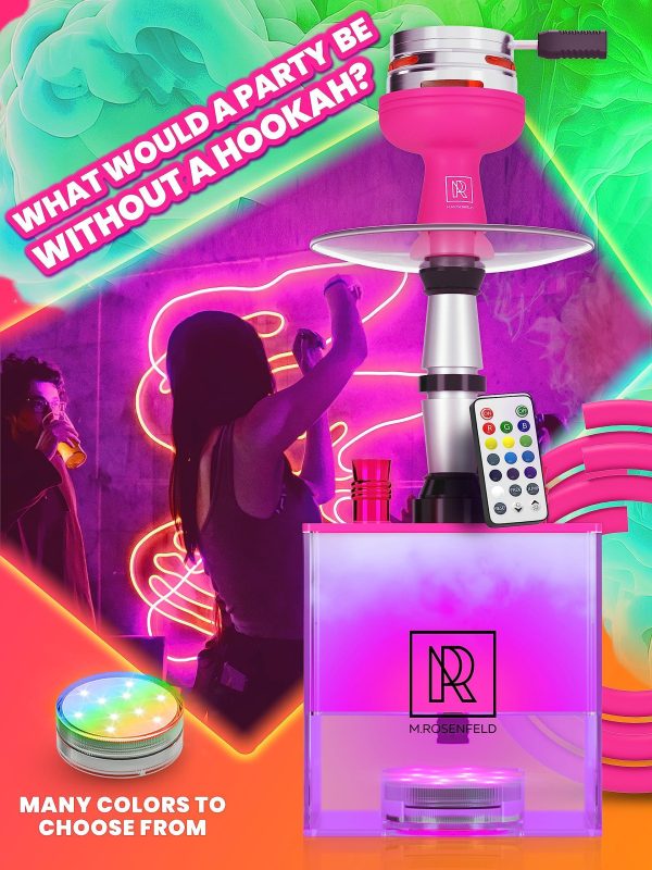 Pink Hookah Set with Everything   Hookah 2 Hose Hookah Set   YADO Square Hookah To Go with Hookah Charcoal Holder Heat Management Device and Big Silicone Pink Hookah Bowl and Bag for Shisha - Image 5
