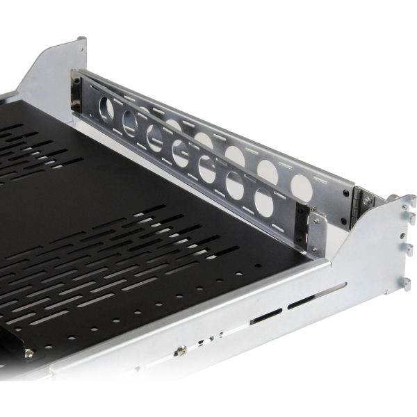 StarTech.com 2U Vented Sliding Rack Shelf w/ Cable Management Arm & 27.7 to 31.6in Adjustable Mounting Depth - 110lbs / 50kg - 24in Deep - Image 3