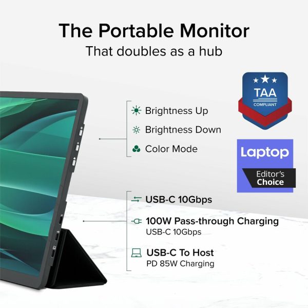 Plugable USB C Portable Monitor 15.6 Inch, 100W Pass-Through Charging for Your Laptop Smartphone Tablet - Image 2