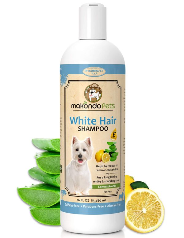 Dog Whitening Shampoo– for Dogs with White Light Colored Hair Coat Fur–White Haired Pets Shampoo for Itching Dry Sensitive Skin. Non Toxic Formula