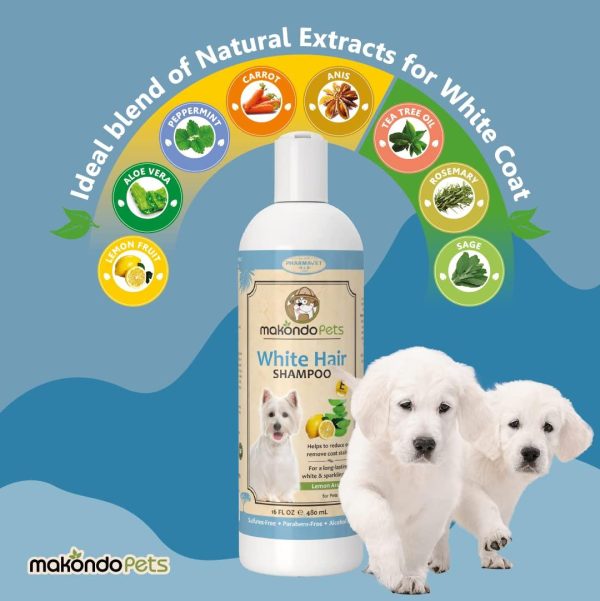Dog Whitening Shampoo– for Dogs with White Light Colored Hair Coat Fur–White Haired Pets Shampoo for Itching Dry Sensitive Skin. Non Toxic Formula - Image 2