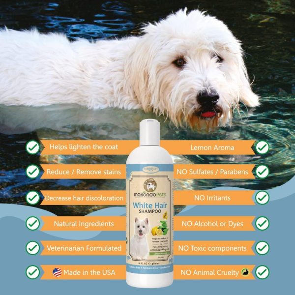 Dog Whitening Shampoo– for Dogs with White Light Colored Hair Coat Fur–White Haired Pets Shampoo for Itching Dry Sensitive Skin. Non Toxic Formula - Image 4