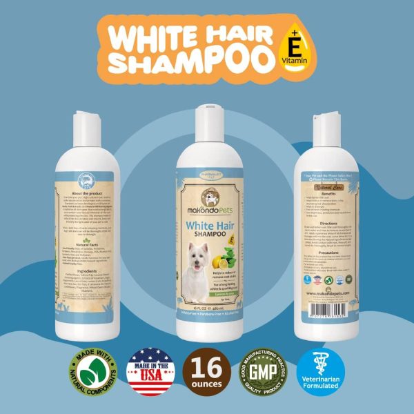 Dog Whitening Shampoo– for Dogs with White Light Colored Hair Coat Fur–White Haired Pets Shampoo for Itching Dry Sensitive Skin. Non Toxic Formula - Image 8