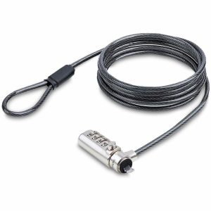 StarTech.com Slim Lock Noble Wedge® Slot Compatible, 6.6ft (2m) Combination Locking Cable, Desk Anti-Theft Security For Laptop/Notebook