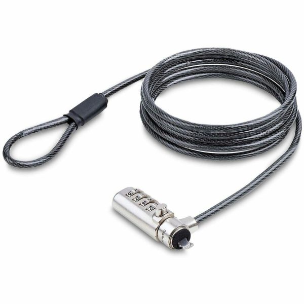 StarTech.com Slim Lock Noble Wedge® Slot Compatible, 6.6ft (2m) Combination Locking Cable, Desk Anti-Theft Security For Laptop/Notebook