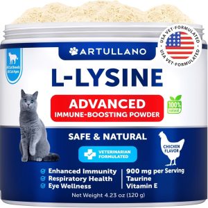 L Lysine for Cats   Lysine Powder Supplement   900mg serving   Immune Support for Cats & Kittens   Sneezing Runny Nose Squinting Watery Eyes Cold Eye Function Respiratory Health   with Taurine