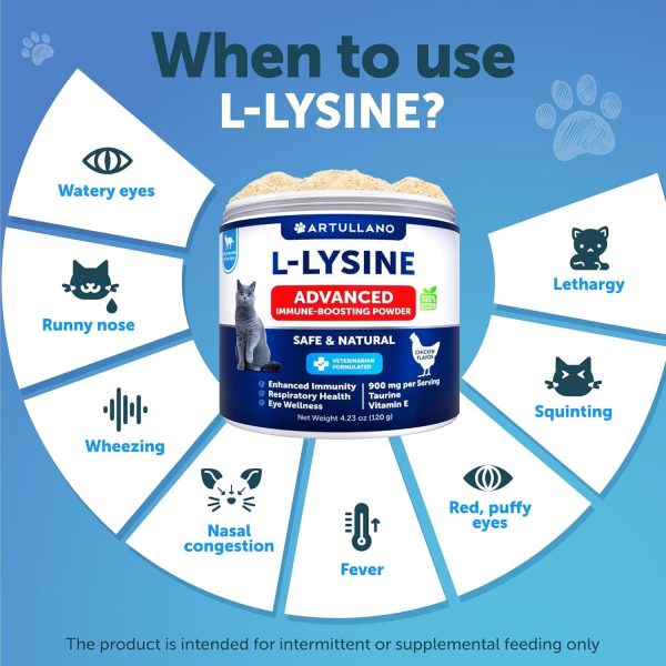 L Lysine for Cats   Lysine Powder Supplement   900mg serving   Immune Support for Cats & Kittens   Sneezing Runny Nose Squinting Watery Eyes Cold Eye Function Respiratory Health   with Taurine - Image 3