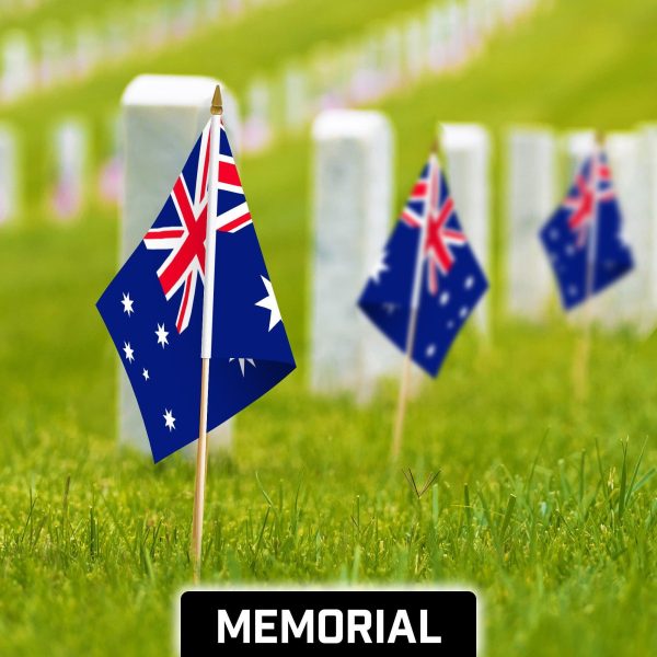 G128 24 Pack Handheld Australia Australian Stick Flags | 12x18 In | Printed 150D Polyester, Country Flag, Solid Wooden Stick, Spear Gold Tip - Image 4