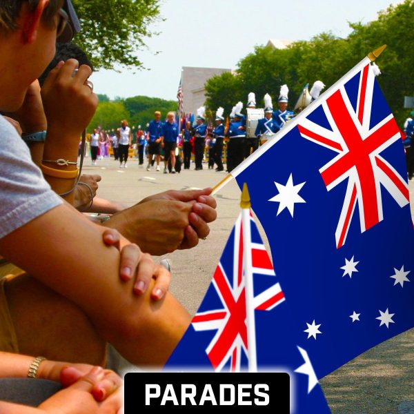 G128 24 Pack Handheld Australia Australian Stick Flags | 12x18 In | Printed 150D Polyester, Country Flag, Solid Wooden Stick, Spear Gold Tip - Image 5
