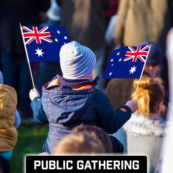 G128 24 Pack Handheld Australia Australian Stick Flags | 12x18 In | Printed 150D Polyester, Country Flag, Solid Wooden Stick, Spear Gold Tip - Image 6