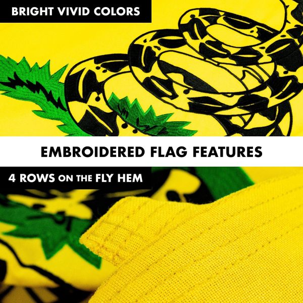 G128 Flag Pole 5 FT White Tangle Free & Gadsden Flag 2x3 FT Combo Embroidered Spun Polyester - Image 5