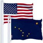 G128 Combo Pack: USA American Flag 3x5 Ft 150D Printed Stars & Alaska State Flag 3x5 Ft 150D Printed