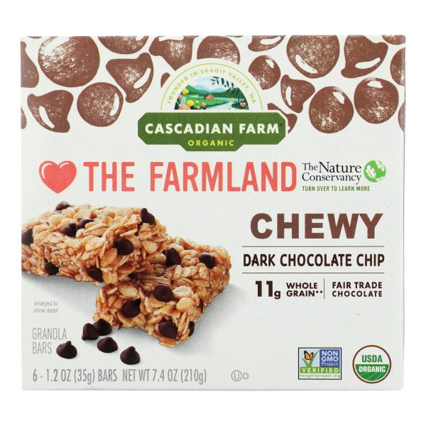 Cascadian Farm Granola Bar - Organic - Chewy - Chocolate Chip - 7.4 oz - case of 12