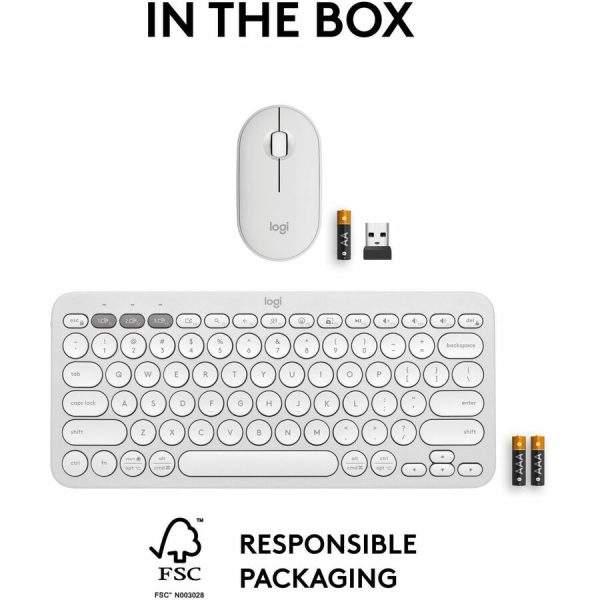 Logitech Pebble 2 Combo, Wireless Keyboard and Mouse, Quiet and Portable, Customizable, Logi Bolt, Bluetooth, Tonal White - Image 10
