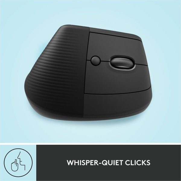 Logitech Lift Vertical Ergonomic Mouse, Wireless, Bluetooth or Logi Bolt USB receiver, Quiet clicks, 4 buttons, Graphite - Image 7