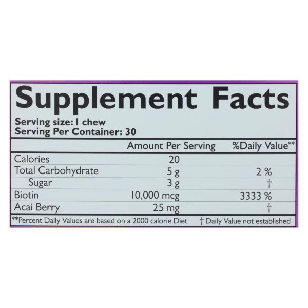 Neocell Laboratories Biotin Bursts - Chewable - Acai Berry - 30 Count - Image 3