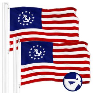 G128 2 Pack: American USA Yacht Ensign Flag | 16x24 In | ToughWeave Series Embroidered 210D Polyester | Nautical Flag, Embroidered Stars, Sewn Stripes, Indoor/Outdoor, Vibrant Colors, Brass Grommets
