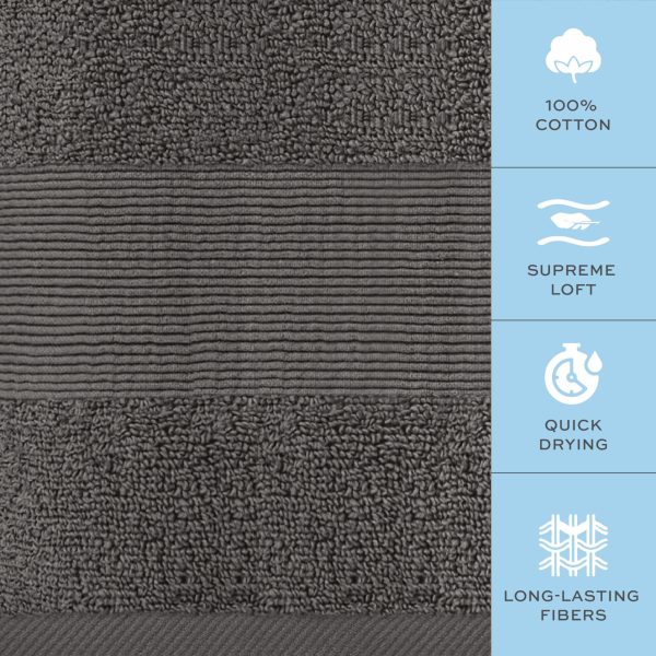Resort Collection Soft Washcloth Face & Body Towel Set | 12x12 Luxury Hotel Plush & Absorbent Cotton Washclothes [12 Pack Charcoal] - Image 3