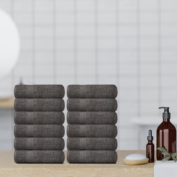 Resort Collection Soft Washcloth Face & Body Towel Set | 12x12 Luxury Hotel Plush & Absorbent Cotton Washclothes [12 Pack Charcoal] - Image 5